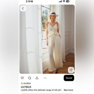 Lilysilk wide leg cropped silk pant size 27